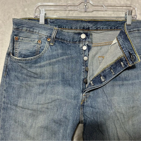 Levi's 501 Denim Shorts Mens Size 38 Blue Button Fly 10” Inseam - Picture 3 of 11